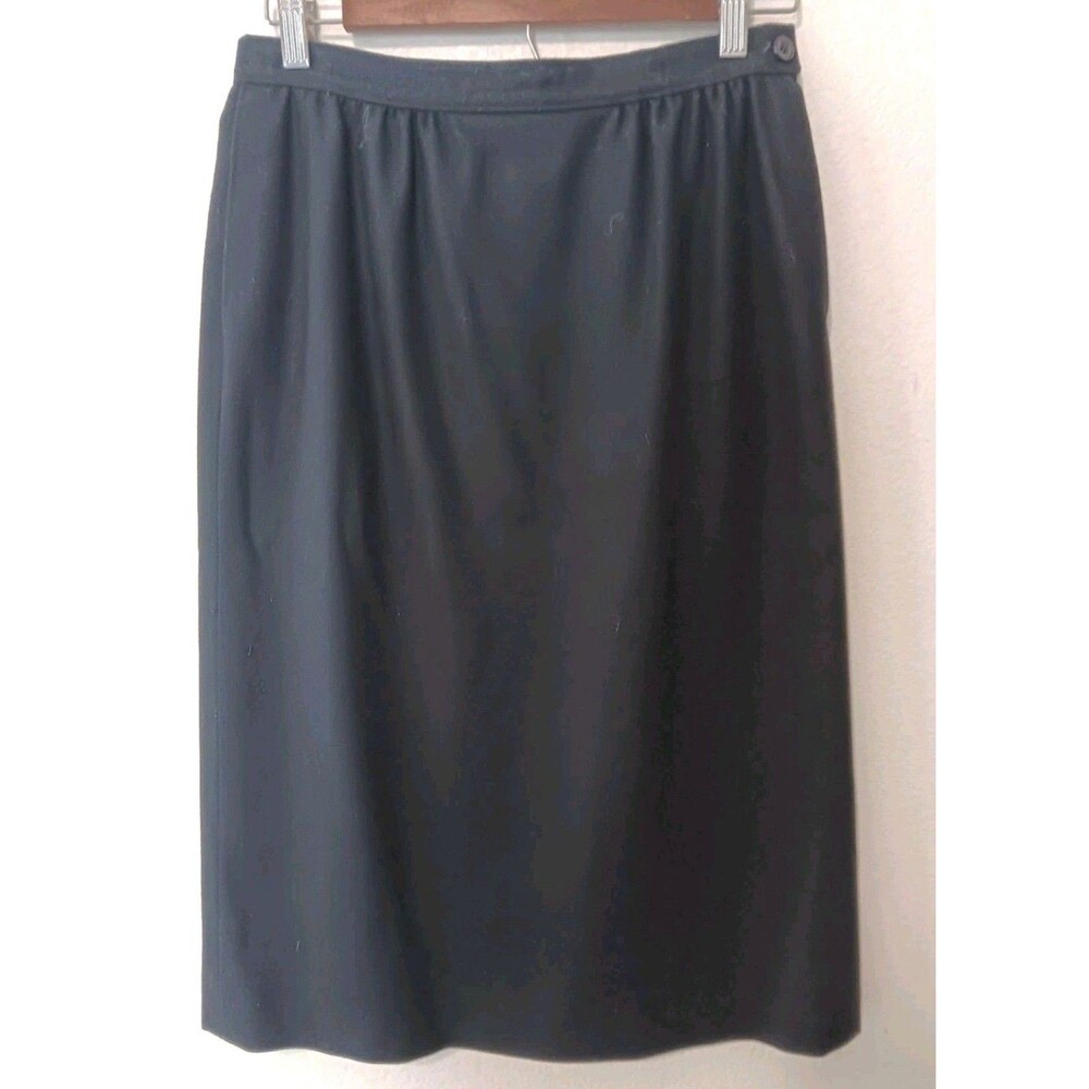 Vtg Pendleton Petite Size 8 Skirt Black 100% Pure Virgin Wool Made in USA Career